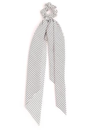 ANARCHY STREET - Striped Long Tail Scrunchie WHITE/BLACK