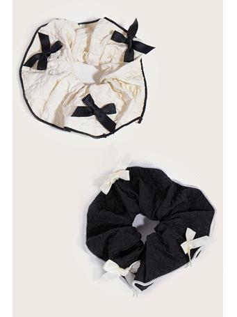ANARCHY STREET - Black And White Ribbon Bow Hair Scrunchie Set BLACK/WHITE
