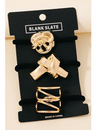 ANARCHY STREET - Mixed Metallic Knot Hair Tie Set BLACK/GOLD