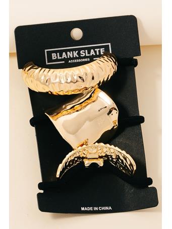 ANARCHY STREET - Mixed Large Metallic Shapes Hair Tie Set BLACK/GOLD