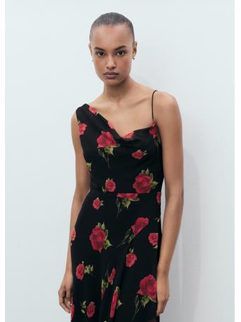 MANGO - Long Floral-print Dress BLACK