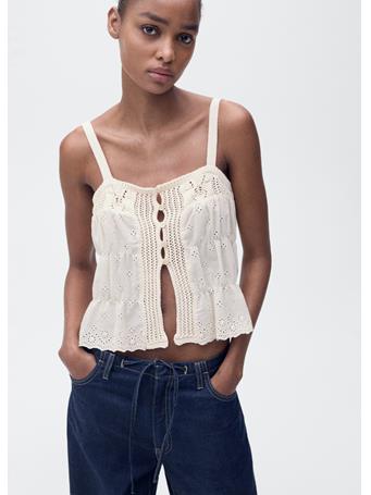 MANGO - Combined Top With Openwork Details NATURAL WHITE