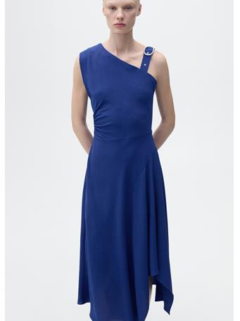 MANGO - Asymmetrical Dress With Strap And Buckle MEDIUM BLUE