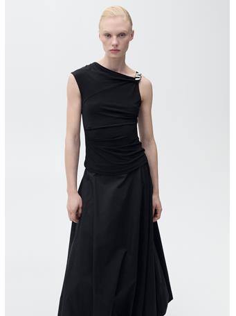 MANGO - Asymmetrical Top With Metallic Appliqué BLACK