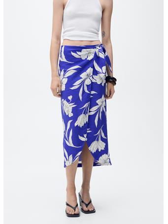 MANGO - Floral Sarong Skirt MEDIUM BLUE