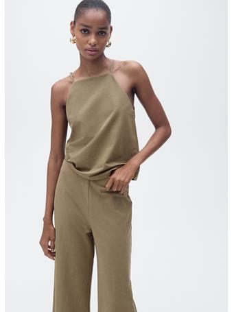 MANGO - Halter-neck Cotton Top MEDIUM BEIGE
