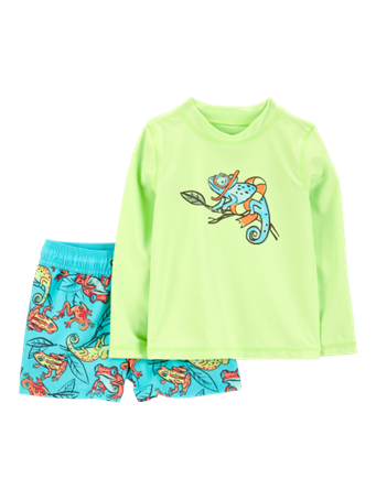 CARTER'S - 2-Piece Iguana Rashguard & Swim Trunks GREEN