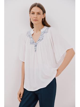TENDAM - Flowy Blouse With Embroidery WHITE