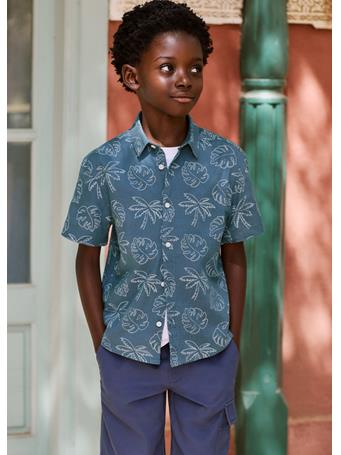 MANGO - Tropical Print Shirt MED BLUE