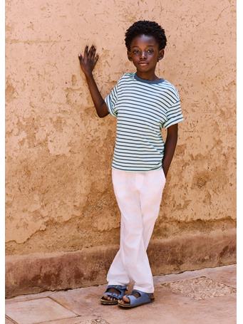 MANGO - Linen-blend Elastic Waist Trousers WHITE