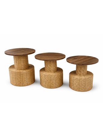 MARINER HOME - Natural Wooden Top Table With Woven Base NATURAL