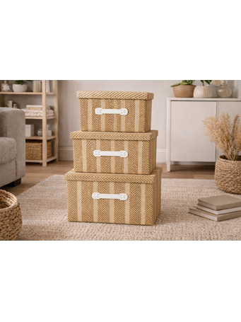 TOWNHOUSE - Chevron Stripe 3 Piece Box Set BEIGE