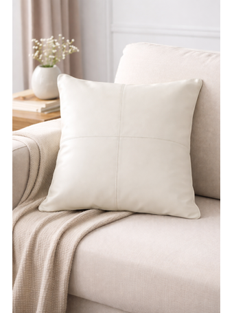 TOWNHOUSE - Faux Leather Decorative Pillow IVORY