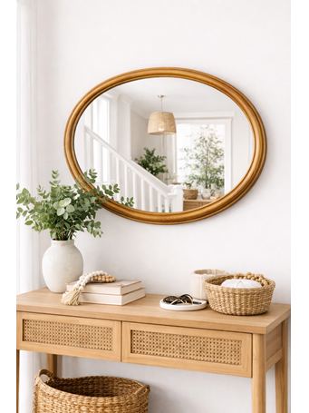 MARINER HOME - Oval Wooden Mirror NATURAL