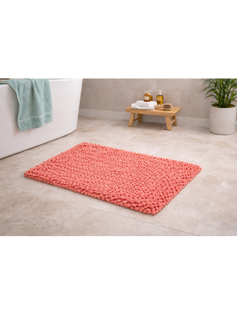 Chenille Bobble Bath Mat CORAL