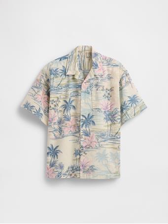 GAP - Kids Relaxed Linen-Blend Vacay Shirt SP PALM PRINT SU25