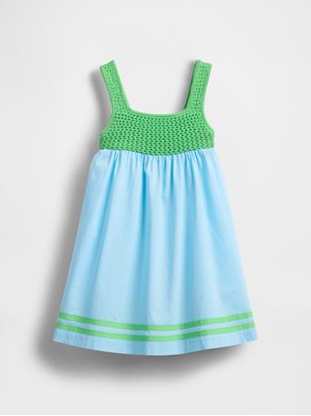 GAP - Baby & Toddler Crochet-Yoke Dress CHLORINE BLUE