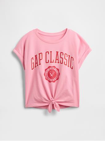 GAP - Kids Tie-Front Gap Logo T-Shirt MAY PINK