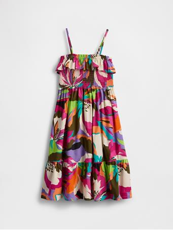 GAP - Kids Smocked Ruffle Midi Dress MULTI FLORAL