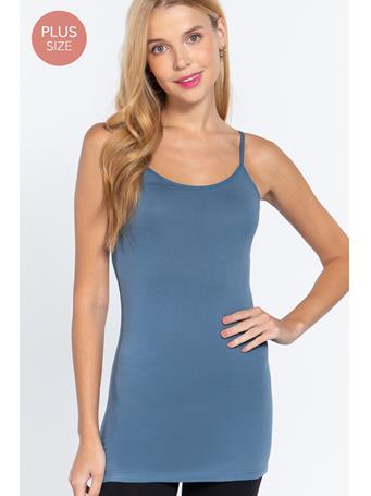 ACTIVE BASIC - Basic Cami with Adjustable Spaghetti Straps STEEL BLUE