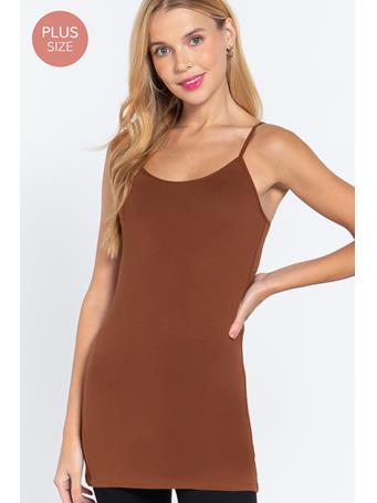 ACTIVE BASIC - Basic Cami with Adjustable Spaghetti Straps BROWN TRUFFLE