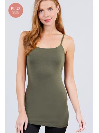 ACTIVE BASIC - Adjustable Strap Basic Tunic Cami TRUE OLIVE