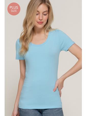 ACTIVE BASIC - Scoop Neck Jersey Top AIRY BLUE