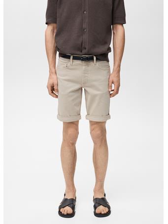 MANGO - Slim Fit Cotton Bermuda Shorts BEIGE