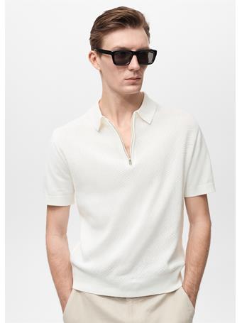 MANGO - Openwork Knitted Polo Shirt With Zipper CREAM