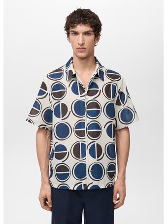 MANGO - Printed Short-sleeved Shirt WHITE