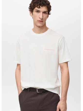 MANGO - Message Cotton T-shirt WHITE