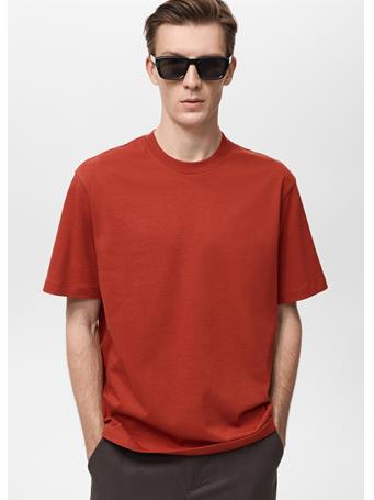 MANGO - Heavyweight Relaxed-fit T-shirt RED