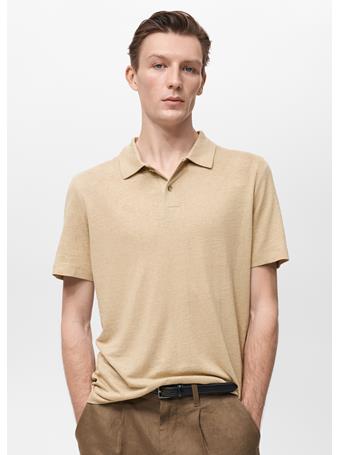 MANGO - 100% Cotton Men's Polo Shirt BEIGE