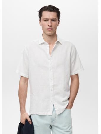 MANGO - Short Sleeve Linen-blend Shirt WHITE