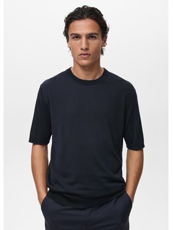 MANGO - Fine-knit Lyocell T-shirt NAVY