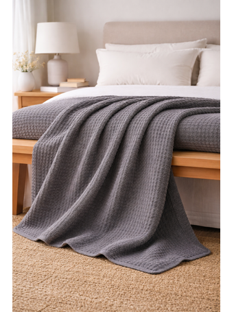 MARINER HOME - Cotton Waffle Throw GREY