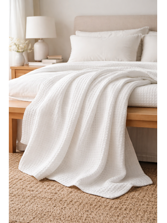 MARINER HOME - Cotton Waffle Throw WHITE