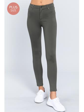 ACTIVE BASIC - Mid-Rise Point Pants NEW OLIVE