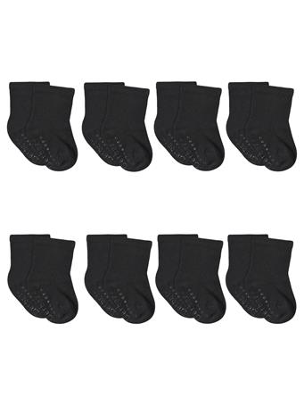 GERBER CHILDRENSWEAR - 8-Pack Baby & Toddler Black Wiggle Proof Jersey Crew Socks BLACK