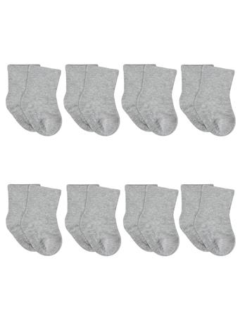 GERBER CHILDRENSWEAR - 8-Pack Baby & Toddler Gray Heather Wiggle Proof Jersey Crew Socks GRAY