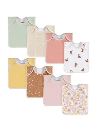 GERBER CHILDRENSWEAR - 8-Pack Baby Girls Bunny Floral Jersey Lap Shoulder Bibs MULTI
