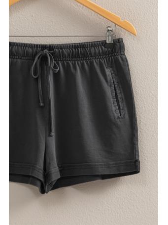 DOUBLE ZERO - Pigment Dyed Raw Edge Detail Shorts BLACK