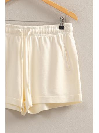 DOUBLE ZERO - Pigment Dyed Raw Edge Detail Shorts CREAM