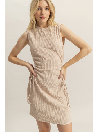 HYFVE - Ruched Side Tank Dress BEIGE