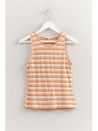 HYFIVE - Striped Knit Snug Fit Tank Top TAUPE