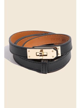 ANARCHY STREET - Womens Thin Adjustable Turn Lock Belt GOLD/BLACK