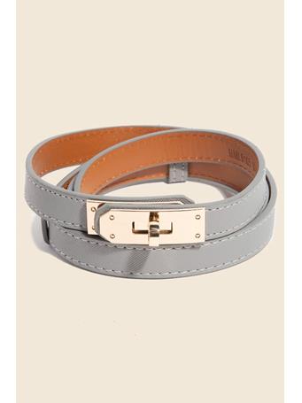 ANARCHY STREET - Womens Thin Adjustable Turn Lock Belt GOLD/GREY