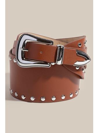 ANARCHY STREET - Wide Grommet Studded Faux Leather Belt BROWN