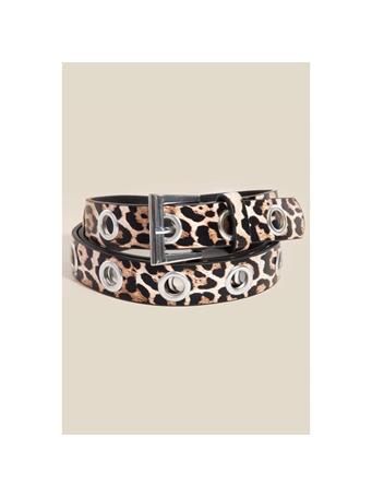 ANARCHY STREET - Simple Grommet Faux Leather Belt SILVER/LEOPARD
