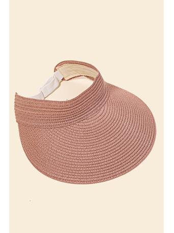 ANARCHY STREET - Natural Straw Fashion Visor PINK